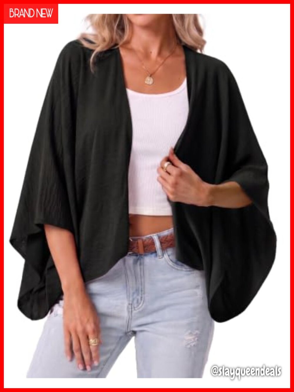 Women's Lightweight Cropped Kimono Cardigan Open Front Summer Layer